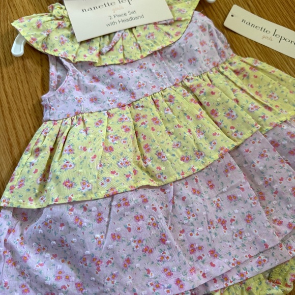 Nanette Lepore Baby Girl Dress Set With Matching Headband - Picture 3 of 11
